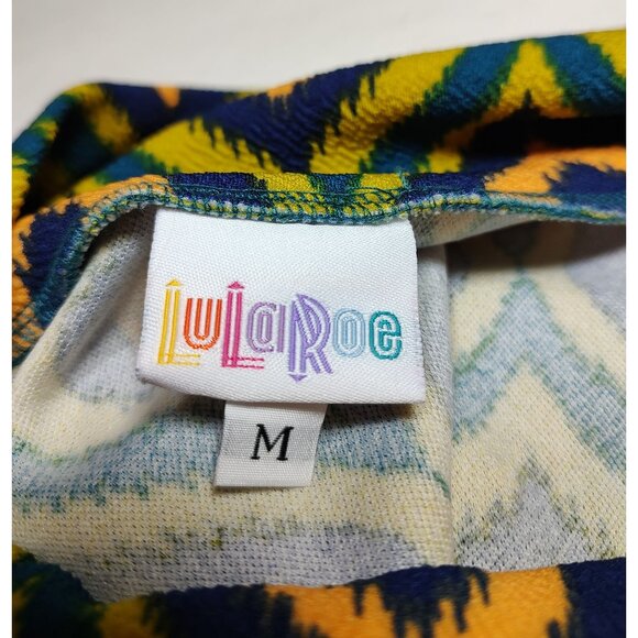 Lularoe Cassie Pencil Skirt Geometric Print Size Medium Stretch Yellow, Blue - Picture 6 of 10